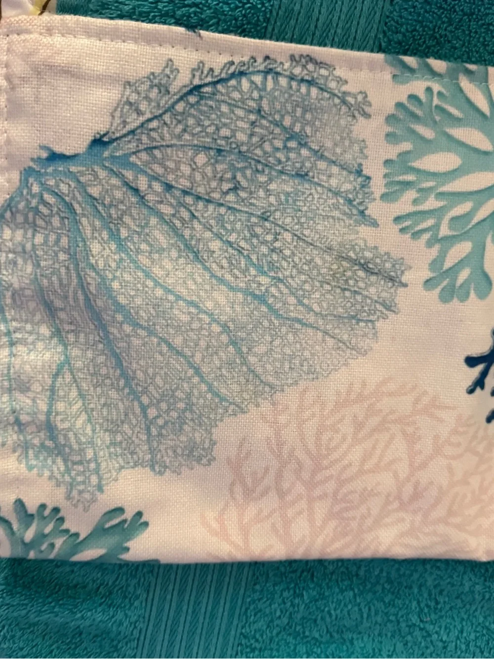 Coastal Coral Pattern  kitchen   Place  mats - Teal & White